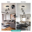 EMKE - EMKE Suspension Vintage 3 Ampoules – Plafonnier Rétro avec Abat-jour en Métal et Douilles E27 Noires - vignette