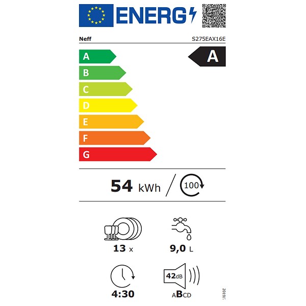 NEFF - lave-vaisselle 60cm 13 couverts 42db tout intégrable - S275EAX16E - large