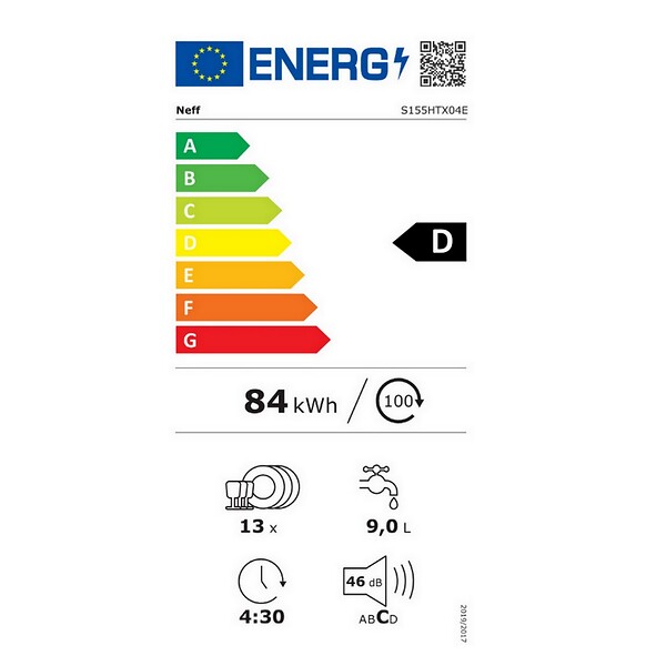 NEFF - lave-vaisselle 60cm 13 couverts 46db tout intégrable - S155HTX04E - large
