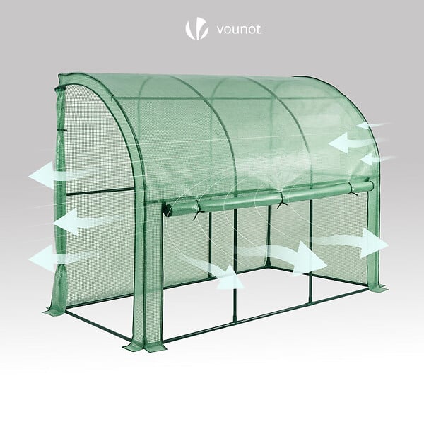 VOUNOT - Serre de jardin hivernage murale adossee avec bache PE 300x100x180cm vert - large