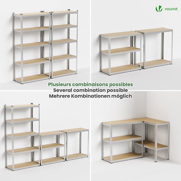 VOUNOT - Lot de 2 Etagères de rangement renforcees charge extra lourde à 5 niveaux 90x40x180cm - large