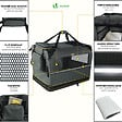 VOUNOT - Sac transport pliable chien chat caisse cage portable 60x44x44cm gris - vignette