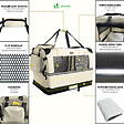 VOUNOT - Sac transport pliable chien chat caisse cage portable 70x52x52cm beige - vignette