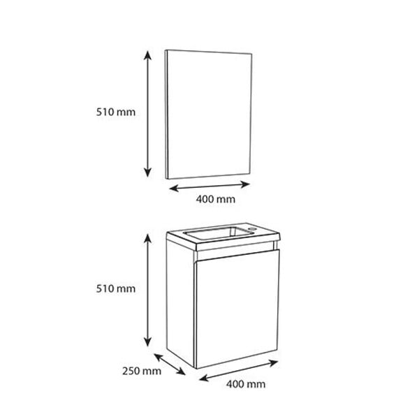 ALLIBERT - Pack lave mains avec miroir Porto Blanc brillant - Marque allibert - large