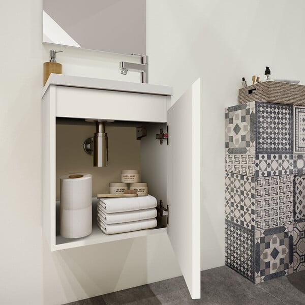 ALLIBERT - Pack lave mains avec miroir Porto Blanc brillant - Marque allibert - large