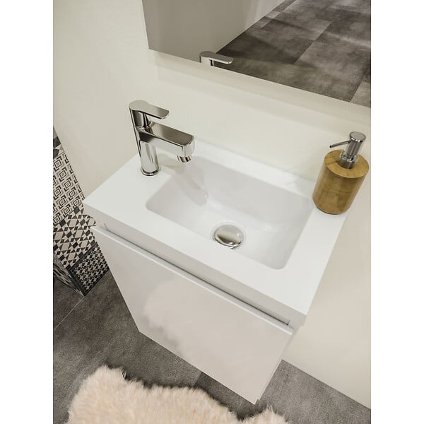 ALLIBERT - Pack lave mains avec miroir Porto Blanc brillant - Marque allibert - large