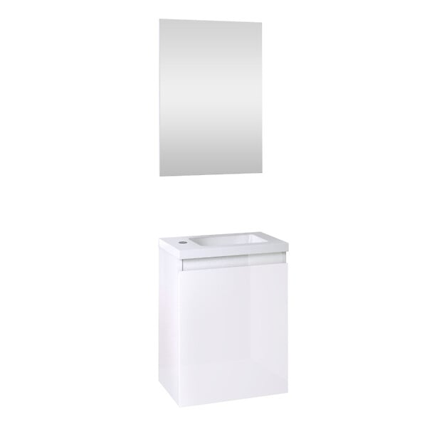 ALLIBERT - Pack lave mains avec miroir Porto Blanc brillant - Marque allibert - large