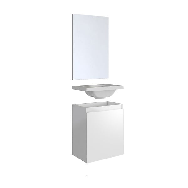 ALLIBERT - Pack lave mains avec miroir Porto Blanc brillant - Marque allibert - large