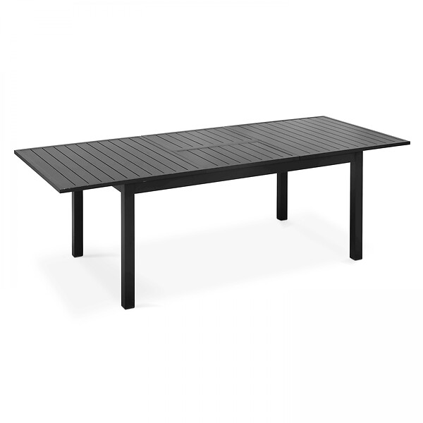 OVIALA - Ensemble table de jardin extensible et 8 fauteuils en aluminium noir - Butterfly - large
