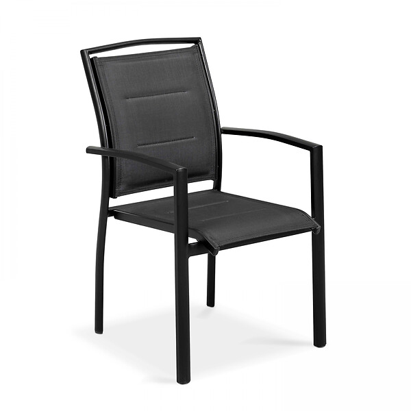 OVIALA - Ensemble table de jardin extensible et 8 fauteuils en aluminium noir - Butterfly - large