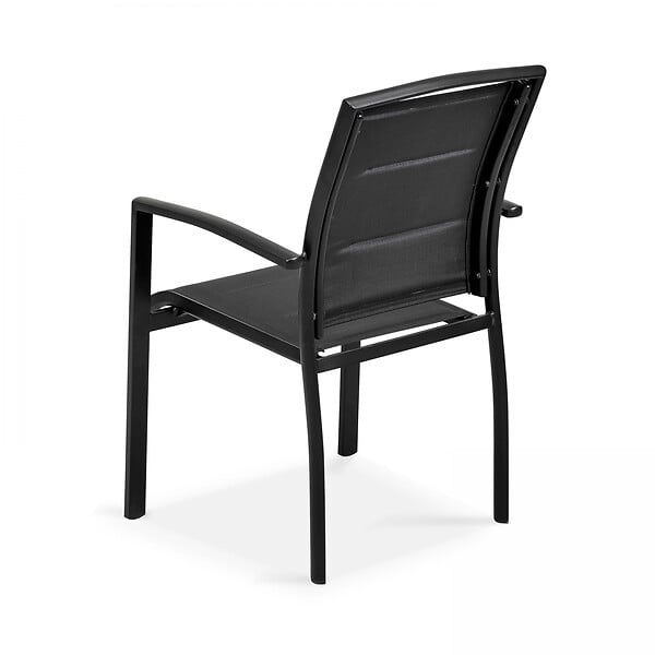 OVIALA - Ensemble table de jardin extensible et 8 fauteuils en aluminium noir - Butterfly - large