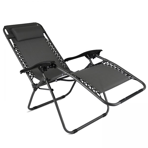 OVIALA - Lot de 2 fauteuils lounge inclinable en acier gris - Monaco - large