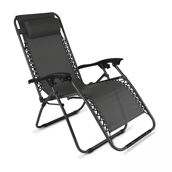 OVIALA - Lot de 2 fauteuils lounge inclinable en acier gris - Monaco - large