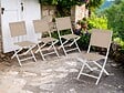 HESPERIDE - Lot de 4 chaises de jardin en aluminium pliables Lin et Blanc Essentia - Hespéride - vignette