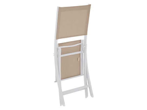 HESPERIDE - Lot de 4 chaises de jardin en aluminium pliables Lin et Blanc Essentia - Hespéride - large