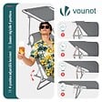 VOUNOT - Lot de 2 chaise longue pliante avec pare soleil gris - vignette