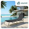 VOUNOT - Chaise longue pliante avec pare soleil noir - vignette