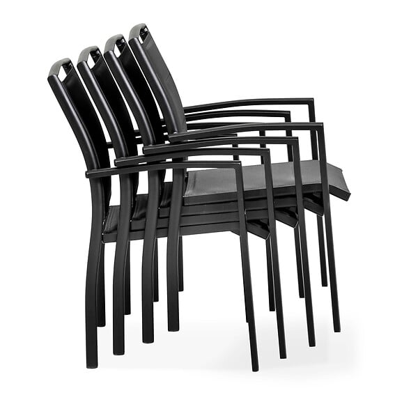 OVIALA - Lot de 2 fauteuils en aluminium noirs - Butterfly - large