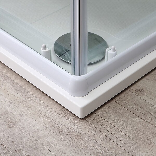 KIAMAMI VALENTINA - Cabine De Douche Carré 80X80 Verre Sérigraphié Profilé Blanc | Venere - large