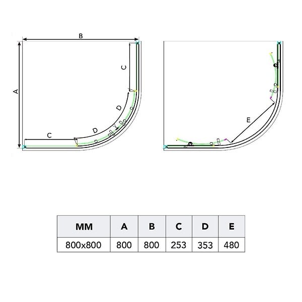 KIAMAMI VALENTINA - Cabine De Douche Semicercle 80X80 Cm Verre 4Mm Transparent Angulaire | Luna - large