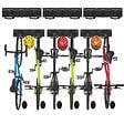 VOUNOT - Support mural rangement pour 6 velos et 3 casques rails et crochets metal noir - vignette