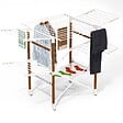 VOUNOT - Etendoir a linge deluxe pliable grande capacite 173x94x123cm style bois blanc - vignette