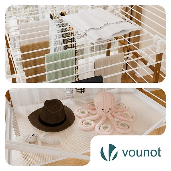 VOUNOT - Etendoir a linge deluxe pliable grande capacite 173x94x123cm style bois blanc - large