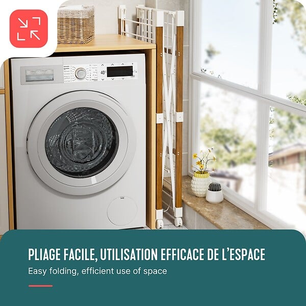 VOUNOT - Etendoir a linge deluxe pliable grande capacite 173x94x123cm style bois blanc - large