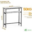 VOUNOT - Console table 2 niveaux style industriel en metal et MDF 80x24x80 cm Blanc - vignette