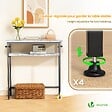 VOUNOT - Console table 2 niveaux style industriel en metal et MDF 80x24x80 cm Blanc - vignette