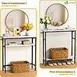 VOUNOT - Console table 2 niveaux style industriel en metal et MDF 80x24x80 cm Blanc - vignette