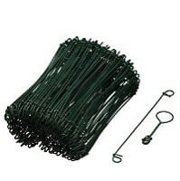 NATURE - Liens torsadeuse vert acier galvanisé - Lot de 100 - L.16cm - large
