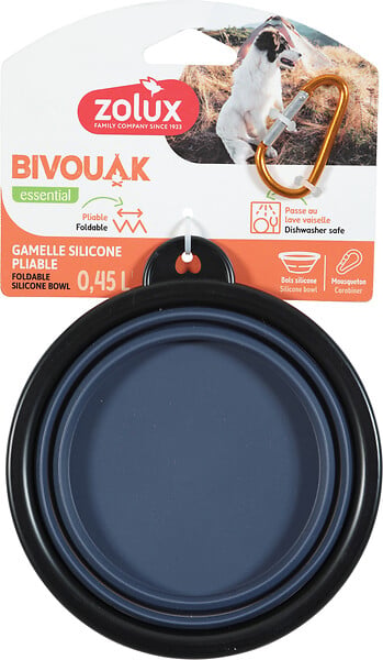 ZOLUX - Gamelle pliable silicone Bivouak Bleu 450ml - large