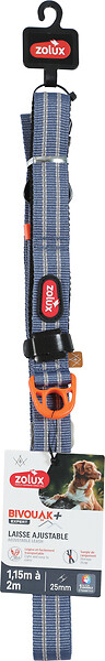 ZOLUX - Laisse réglable pour chien - Bleu - De 1,15m à 2m - large