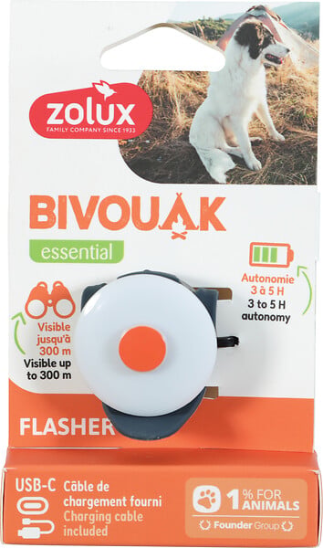 ZOLUX - Flasher USB rechargeable - Bleu - Visibilité 300m - large