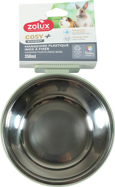 ZOLUX - Mangeoire plastique inox cosy 350ml vert - large