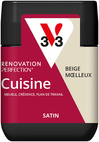 V33 - Peinture rénovation cuisine testeur satin beige moelleux 75ML - large