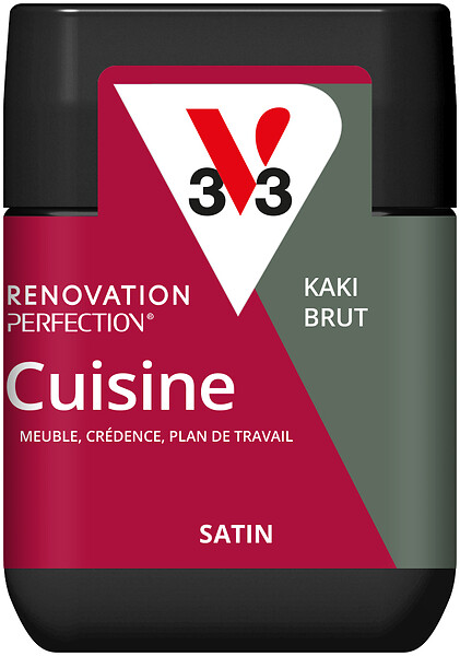 V33 - Peinture testeur rénovation cuisine Kaki brut - Satin - 75ml - large