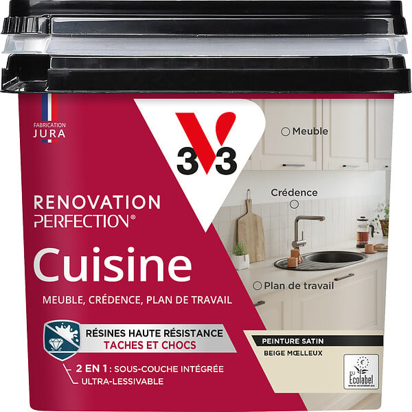 V33 - Peinture rénovation cuisine satin beige moelleux 0,75L - large