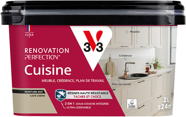V33 - Peinture rénovation cuisine mat Café Crème - 2L - large