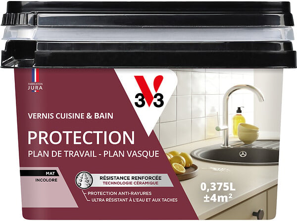V33 - Vernis cuisine et bains protection plan de travail mat  375 ML - large
