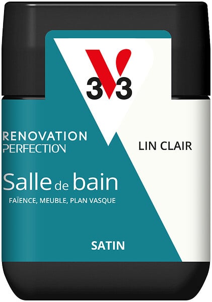 V33 - Peinture renovation salle de bain testeur satin lin clair 75ML - large