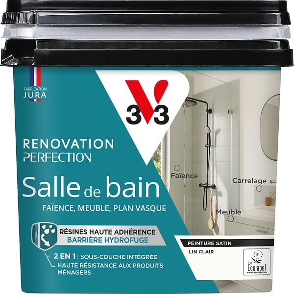 V33 - Peinture rénovation salle de bain satin lin clair  0,75L - large