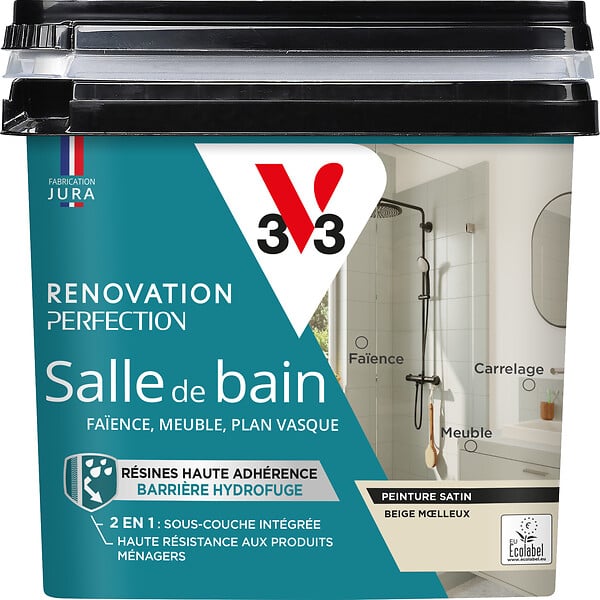 V33 - Peinture rénovation salle de bain satin Beige moelleux 0,75L - large