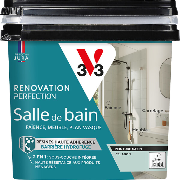 V33 - Peinture rénovation salle de bain satin celadon  0,75L - large