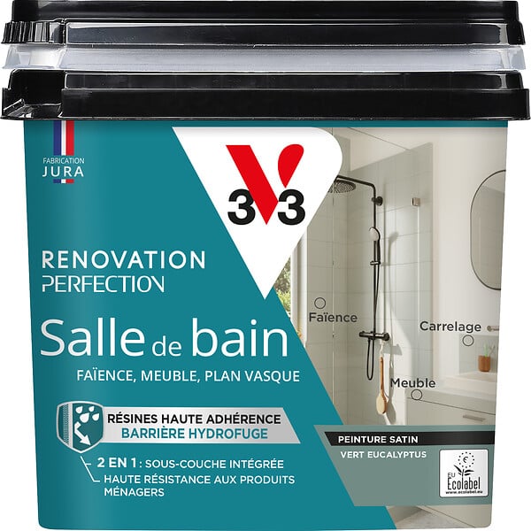 V33 - Peinture salle de bain satin Vert eucalyptus 0,75L - large