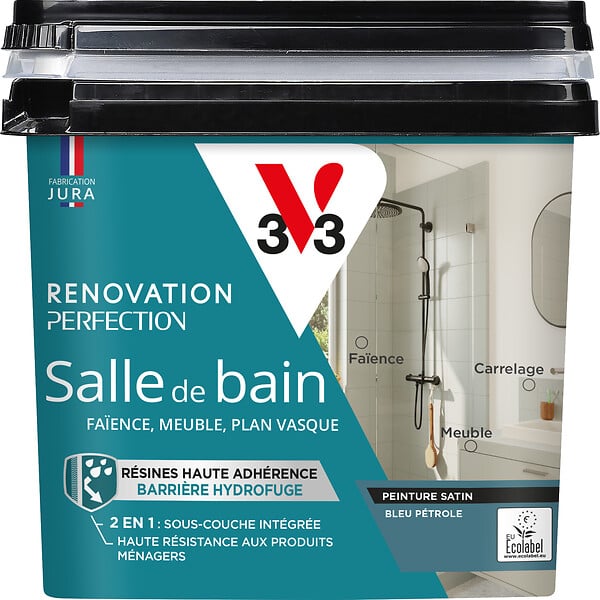 V33 - Peinture salle de bain satin Bleu Pétrole - 0,75L - large