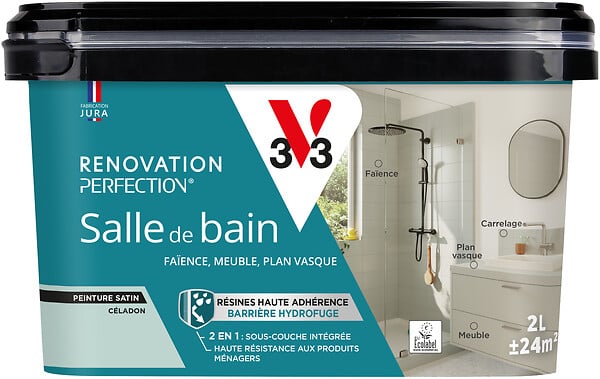 V33 - Peinture rénovation salle de bain satin celadon  2L - large
