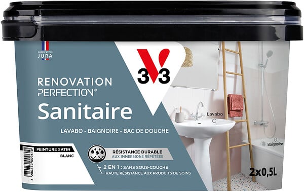 V33 - rénovation perfection sanitaire satin blanc 1L - large