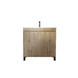 AURLANE - Meuble de salle de bains 80cm 2 Portes_Chêne Naturel + Vasque céramique blanche - TIMBER 80 - vignette
